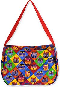 Diamond Cat Masks Medium Hobo Bag by Laurel Burch ON SALE