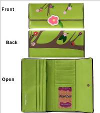 Trifold Wallet in Green by Pixie Mood ON SALE
