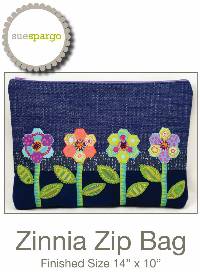 Zinnia Zip Bag Pattern by Sue Spargo