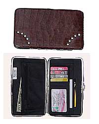Brown Wallet with Crystal Decorations