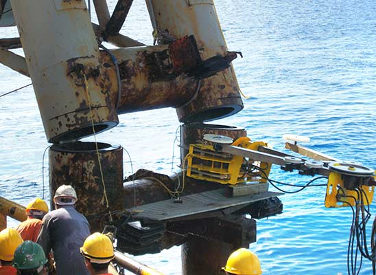Platform Legs Cutting with Diamond Wire Saw