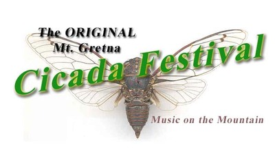 Artwork logo for the Mt. Gretna Cicada festival featuring an artistic rendering of a large cicada.