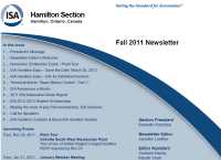 ISA Hamilton - Fall 2011 Newsletter - Available for Download