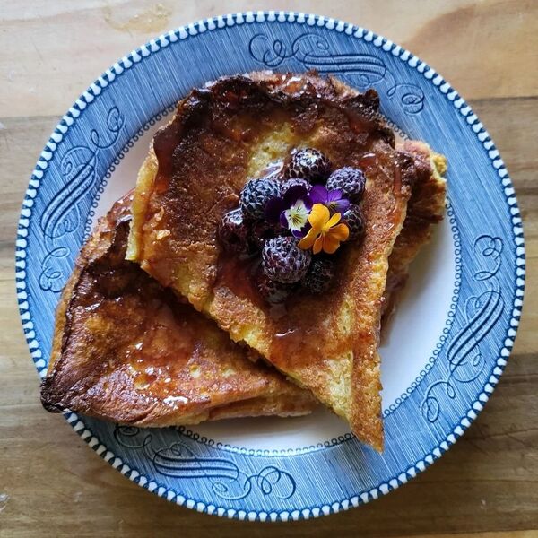 Bross Hotel rustic French toast with chokecherry maple syrup