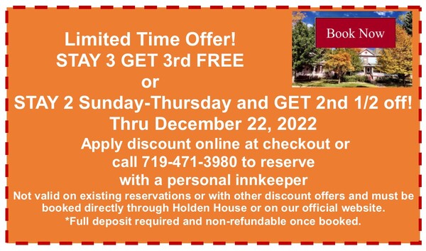 Special discounts at Holden House through December 22, 2022