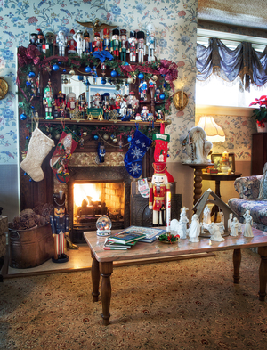 Holden House is decorated with trees, garlands and lights during the season! 