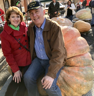 Innkeepers check out the giant pumpkins in Colorado Springs