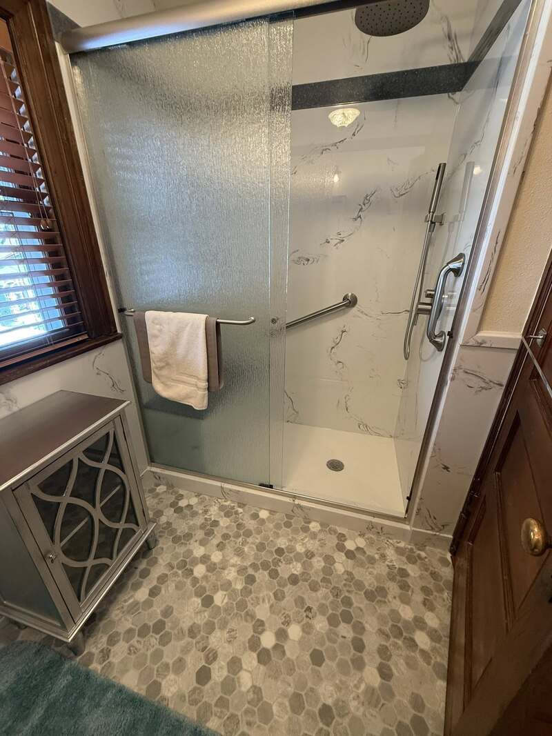 The Pikes Peak suite and luxury walk-in rain shower