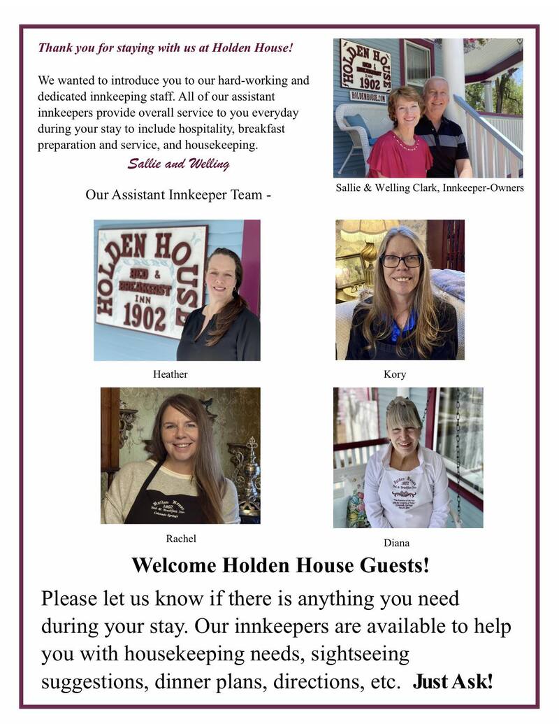 Meet our Innkeeping Team at Holden House