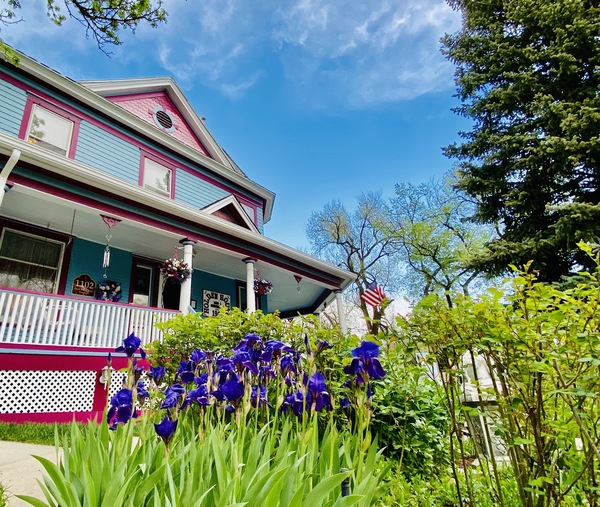 Holden House 1902 Bed & Breakfast welcome summer and irises in bloom