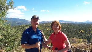 Innkeepers Sallie and Welling Clark enjoy hiking in Mueller State Park to see the colorful Colorado aspen in the fall