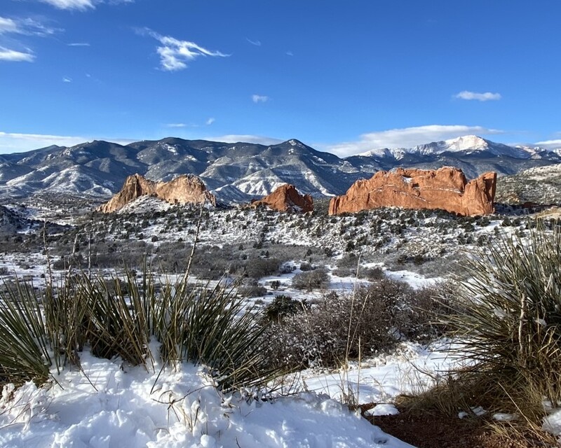 Garden of the Gods park and fresh winter snow