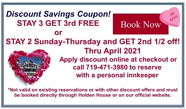Holden House Discounts for a Valentine February Stay!