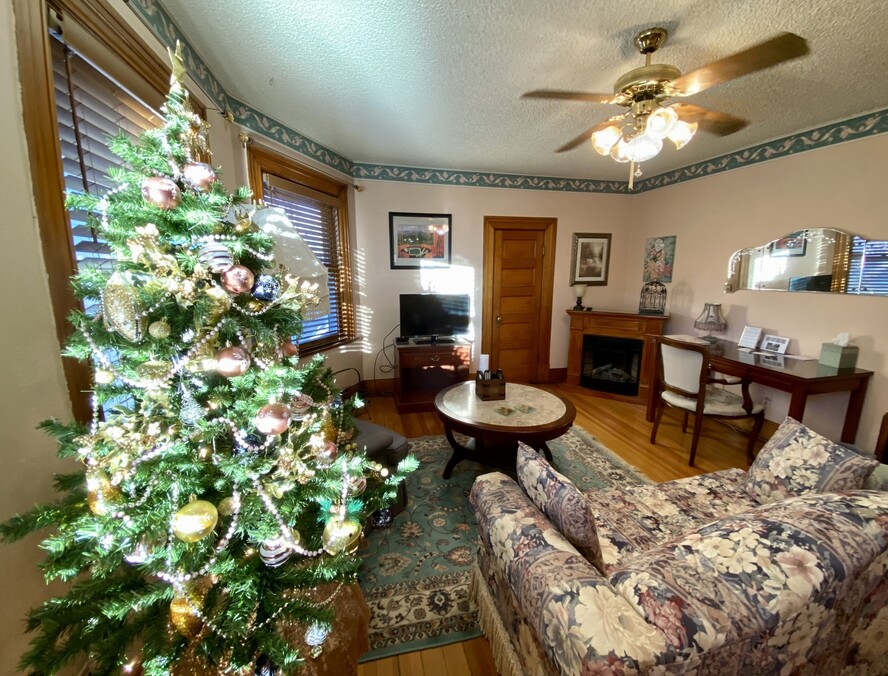 Each of the inn's suites feature Christmas trees and holiday decor during December