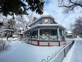 Snow covered days are made warm with your own in-suite fireplace!