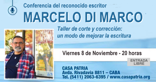 8 de noviembre: Conferencia del escritor Marcelo di Marco