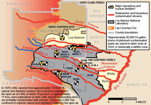 Map showing contamination at LANL and the Cerro Grande Fire