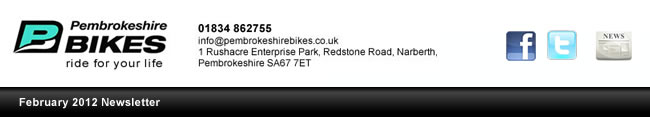 Pembrokeshire Bikes - 01834 862755 info@pembrokeshirebikes.co.uk 1 Rushacre Enterprise Park, Redstone Road, Narberth, Pembrokeshire SA67 7ET