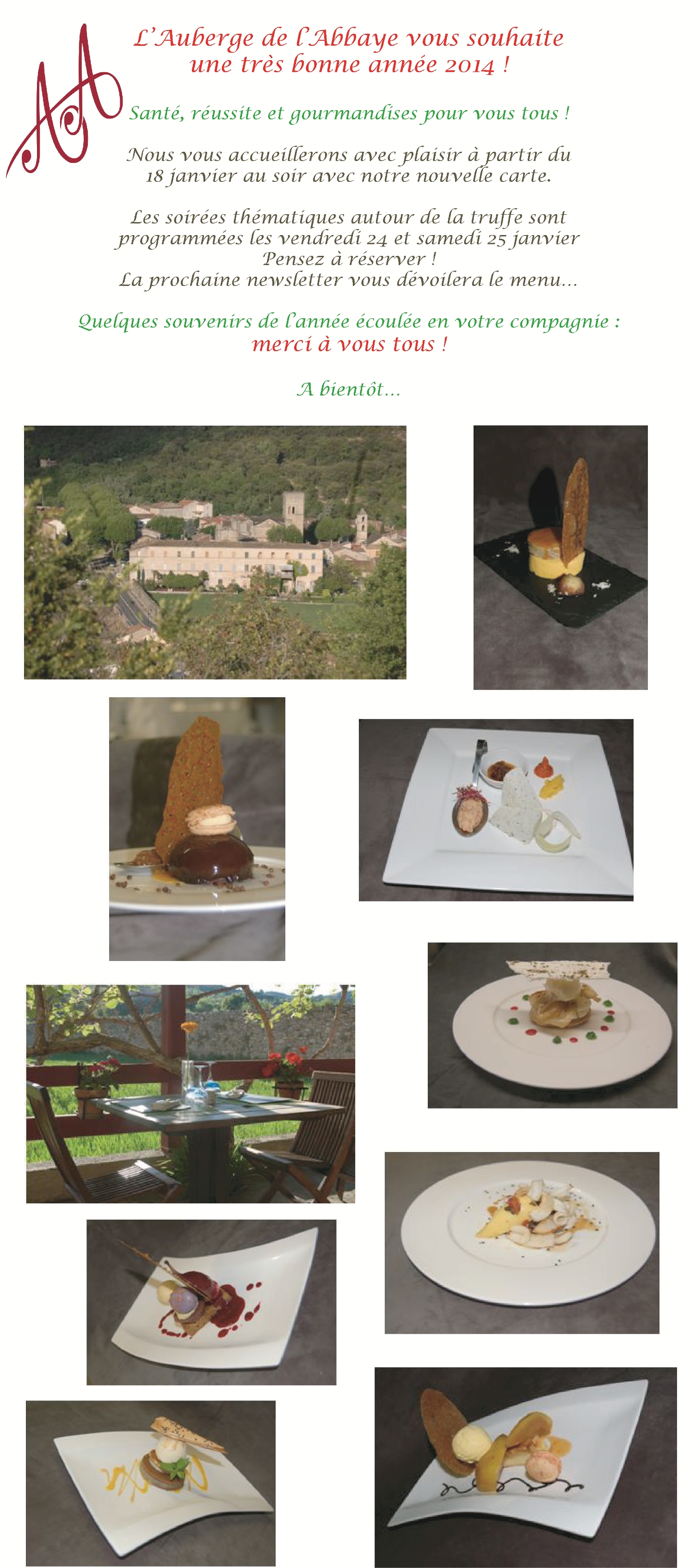 newsletter auberge de l'abbaye