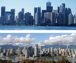Toronto and Vancouver Skylines