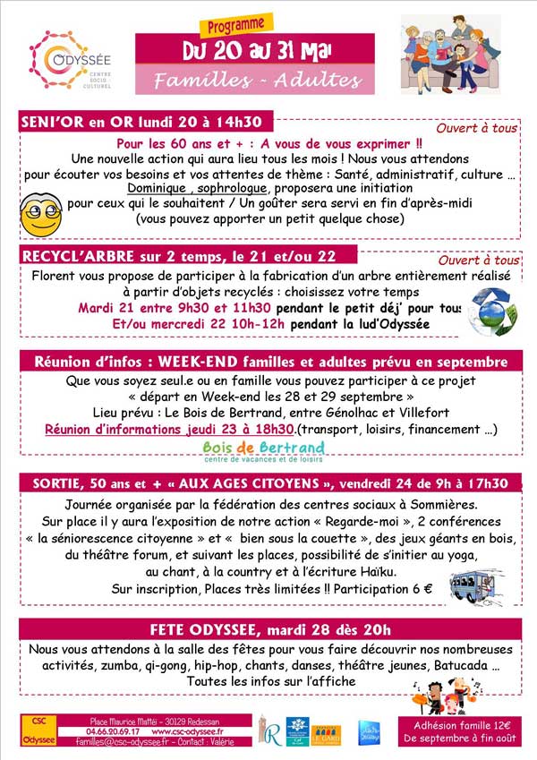 Programme familles/adultes du 21/02 au 02/02 