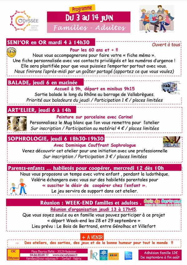 Programme familles/adultes 