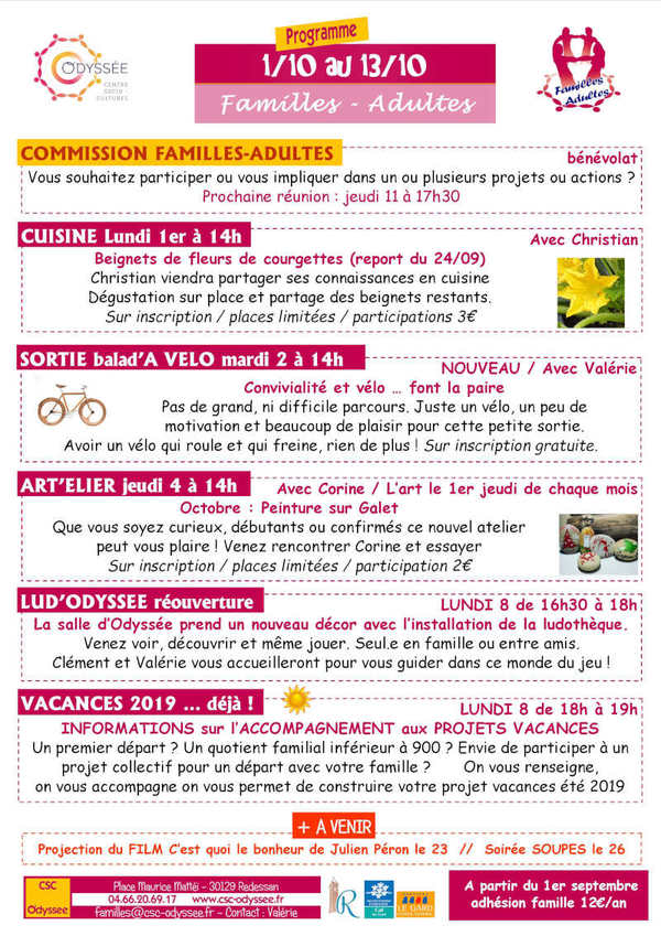 Programme octobre