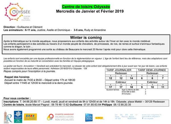 Prog CDL-1 Janvier-février 2019