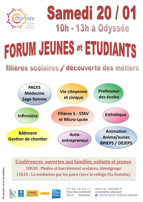 Forum jeunes/étdiants orientation 20/01/2018