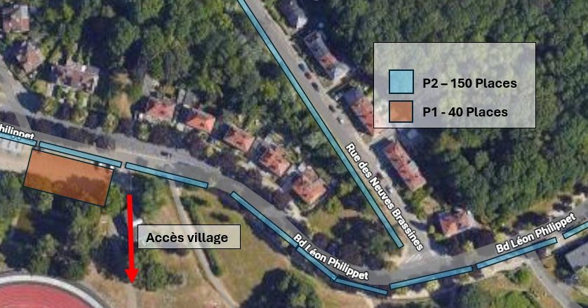 Peut &ecirc;tre une image de carte, route et texte qui dit &rsquo;hilinnet ilinnet P2-150 P2-150Places -150 Places P2- P1-40 P1 P1-40Places 40 Places Acc&egrave;svillage Acc&egrave;s village Rue des Neuves Neuves Bd &eacute;on Philippet Philippet Brassines Brassines Philippet BdL&eacute;on B &eacute;on Bd&rsquo;