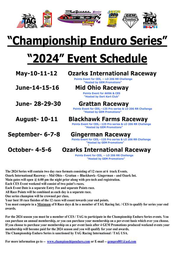 "Announcing The 2024 Championship Enduro Series Event Schedule"